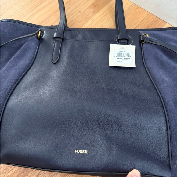 Fossil Navy Leather & Suede Tote - Picture 5 of 7
